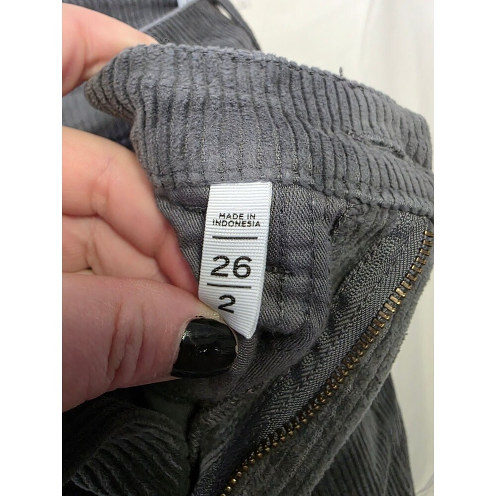 LOFT Corduroy Pants Womens Size 2 26 Gray Straight High Waist - Picture 5 of 5